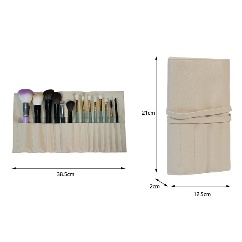 CB005 Custom Premium PU Leather Makeup Brush Roll