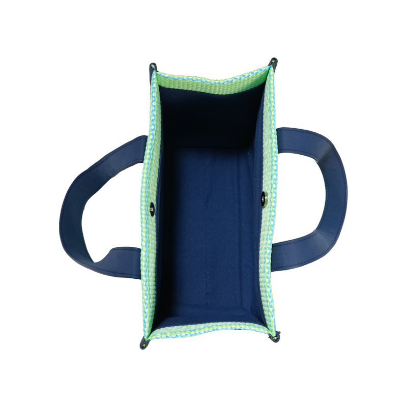 CB063 Customized Vegan Leather Classic Stripe Woven Tote Bag Manufacturer