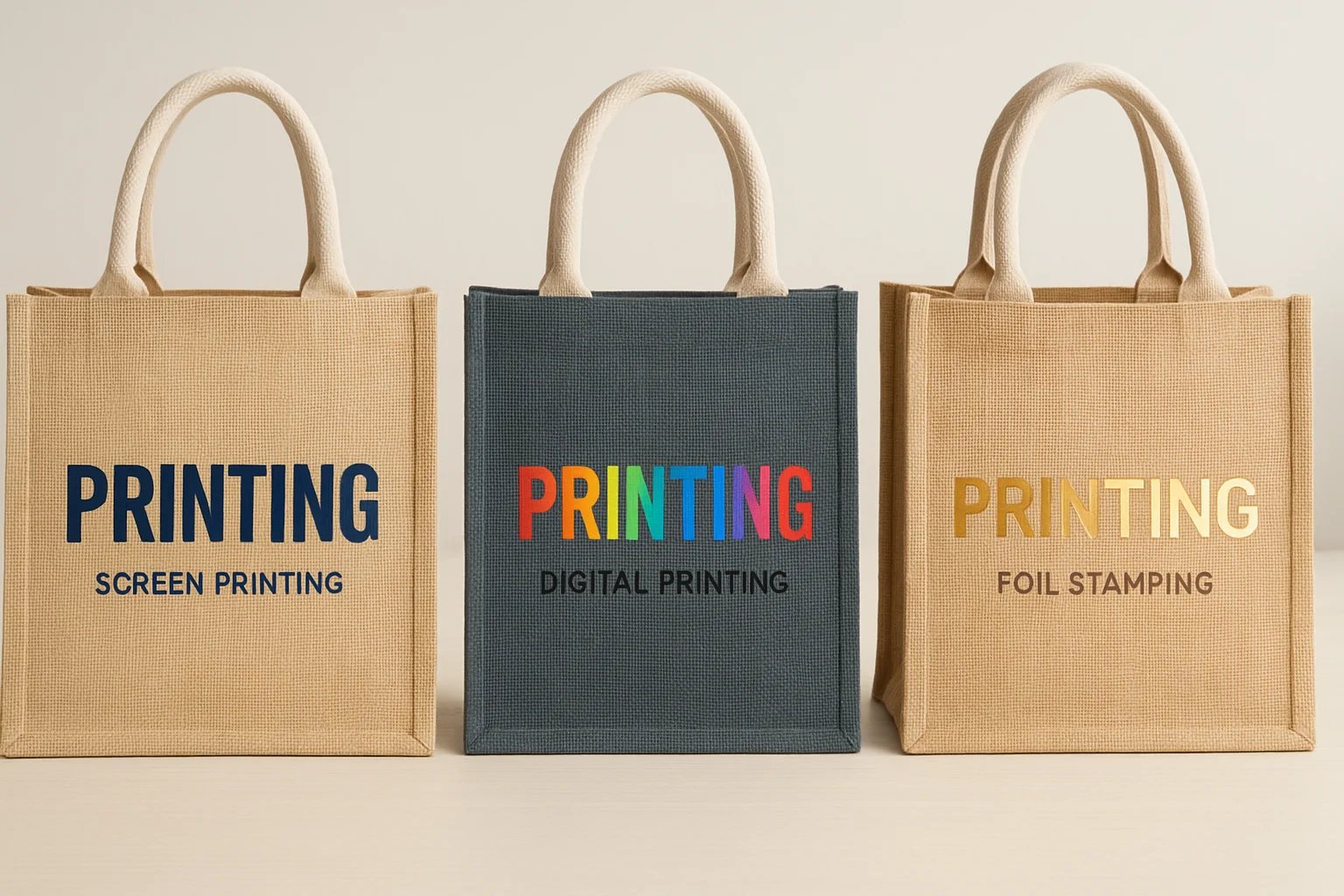different logo printing of jute bags