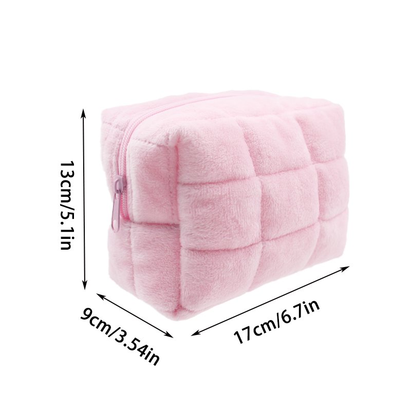 CB059 Private Label Cute Aesthetic Portable Plush Makeup Bag Factory