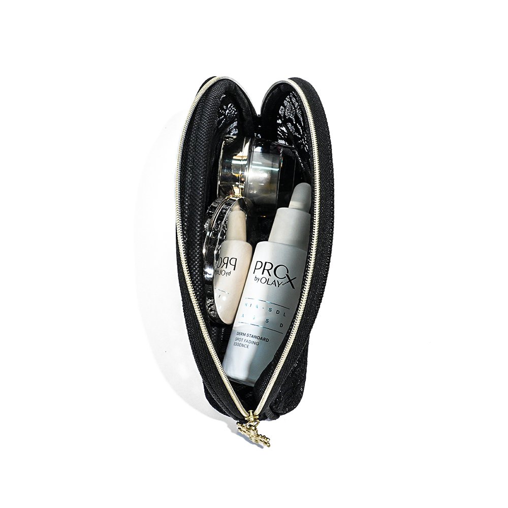 CB004 Elegant Black Lace Translucent Makeup Bag Pouch Organizer