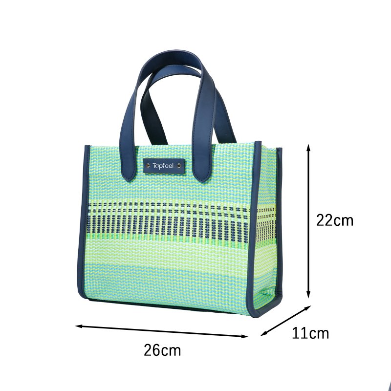 CB063 Customized Vegan Leather Classic Stripe Woven Tote Bag Manufacturer