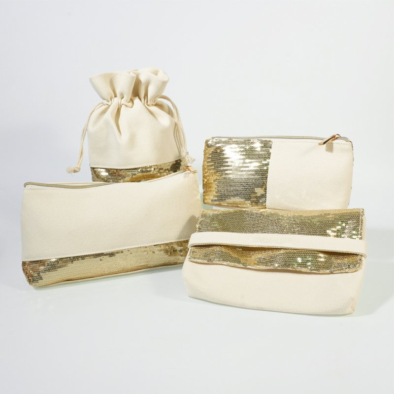 CB066/CB068 Glitter Canvas Patchwork Clutch Makeup Bag Personalized Factory