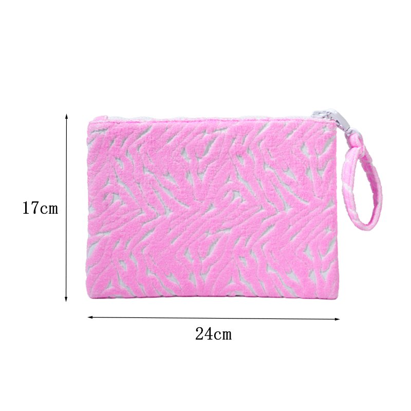 CB074/CB075 Soft Flocking Makeup Bag Flat Cosmetic Pouch Wholesale