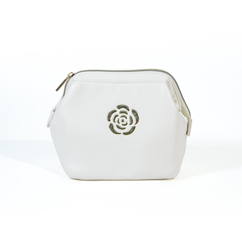 CB019 Manufacturing White Camellia PU Makeup Bag Set