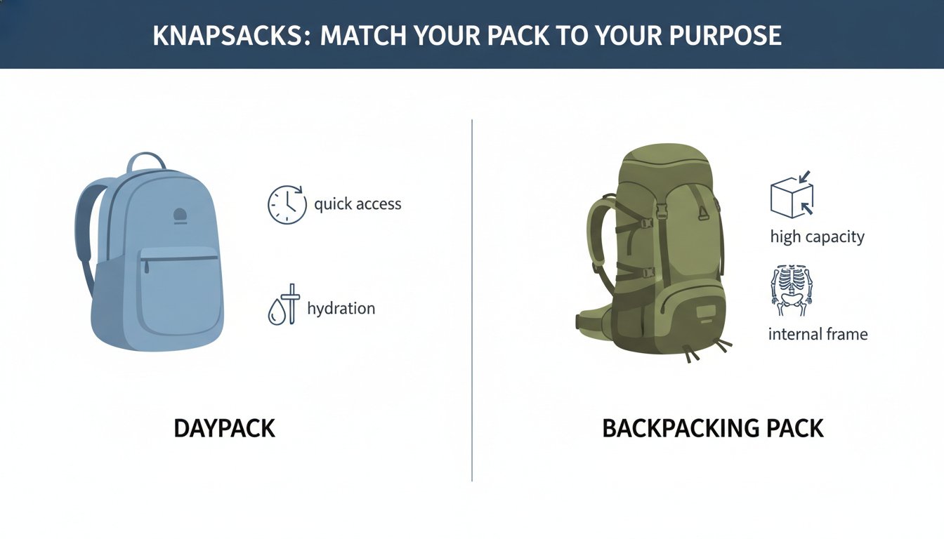 Сравнение дневного рюкзака и туристического рюкзака