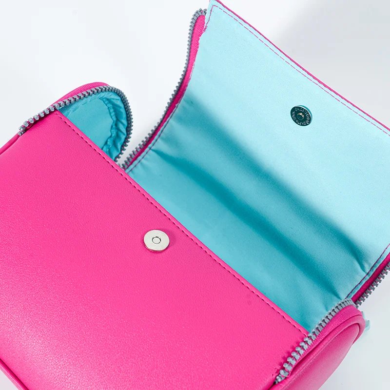 CB073 Flap Makeup Bag Dual Zipper Compact Cosmetic Pouch Wholesale