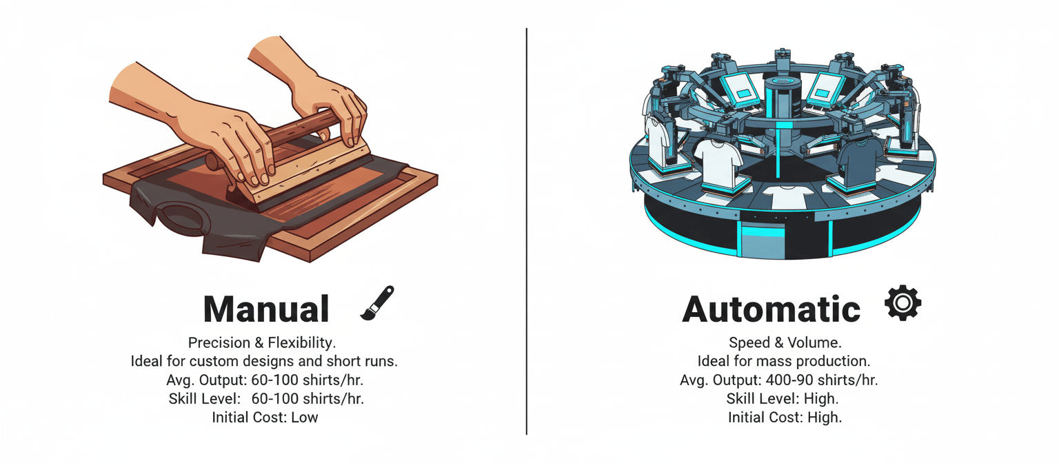 Manual Vs Automatic Screen Printing