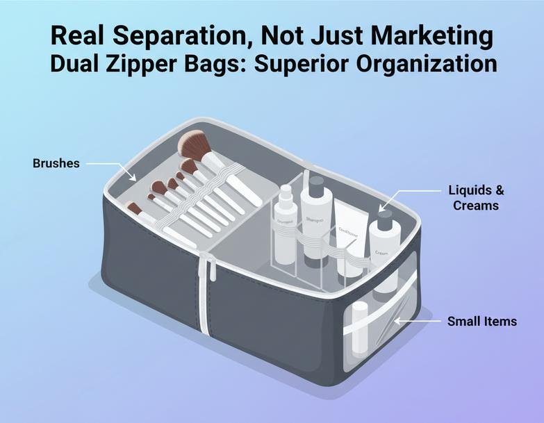 Why Topfeels Dual Zipper Makeup Bag Beats Regular Pouches 2